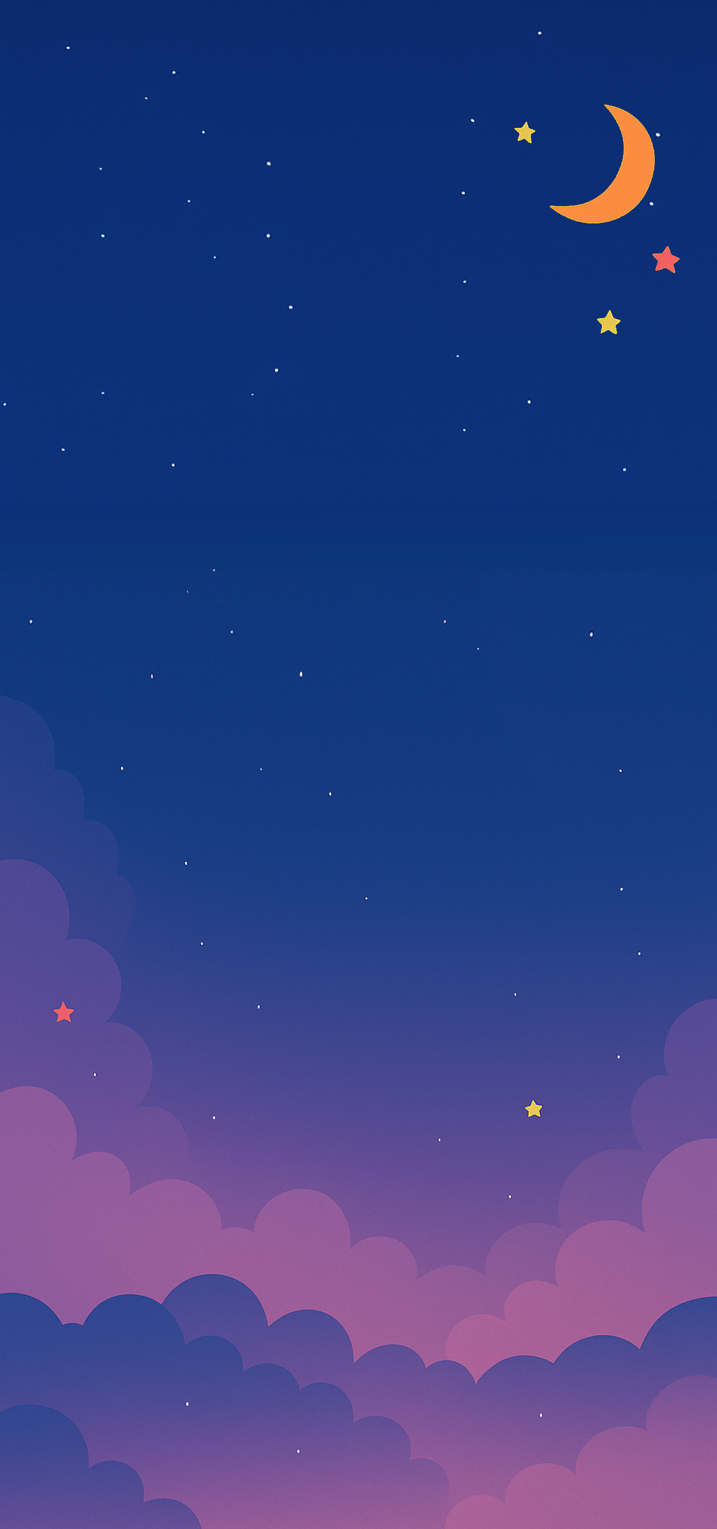 Background illustration of stars and a cozy nighttime scene