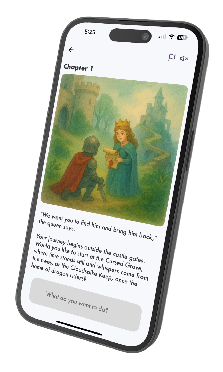 Screenshot of story library